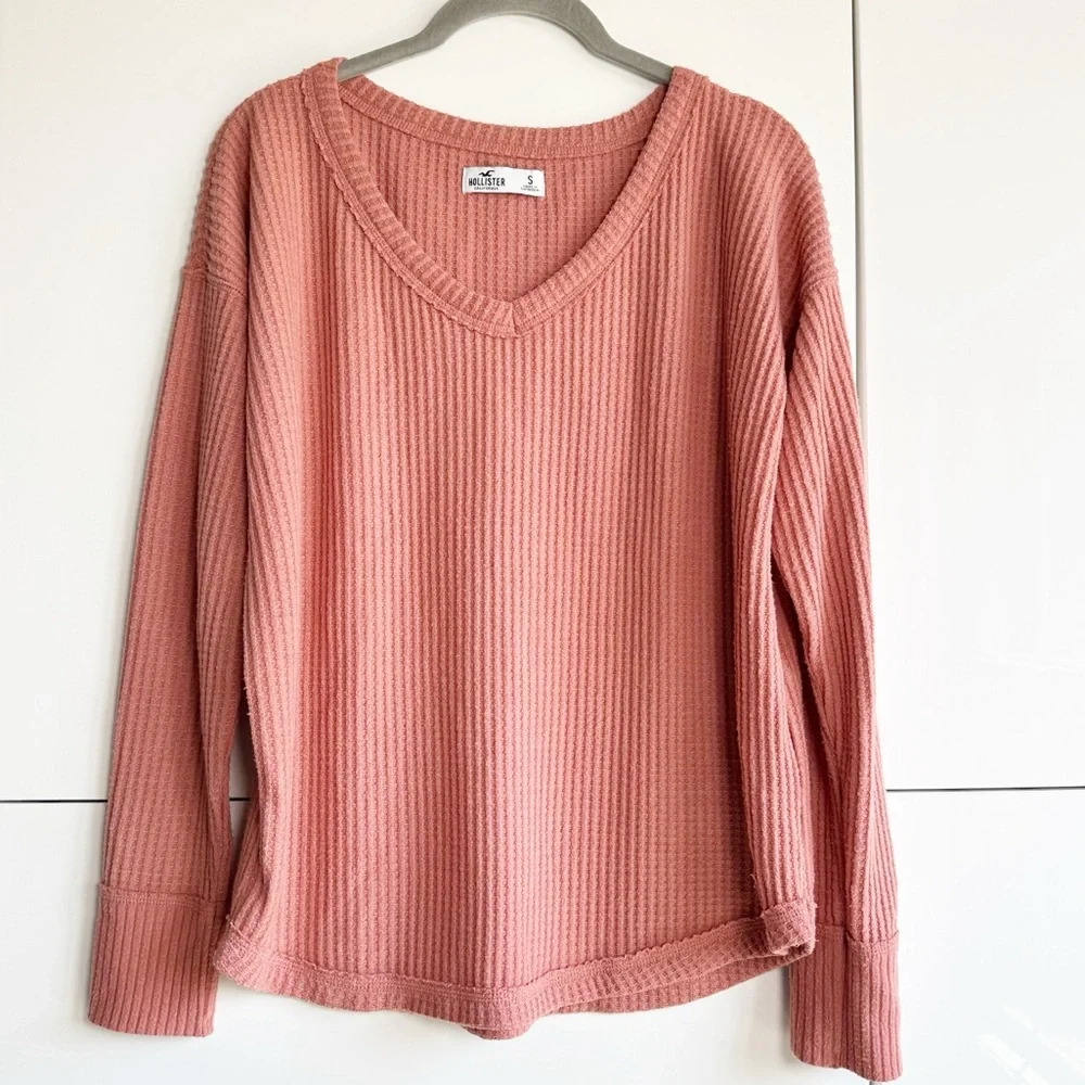 Hollister Waffle Knit Long Sleeve Tee Size Small Relaxed Fit Comfy